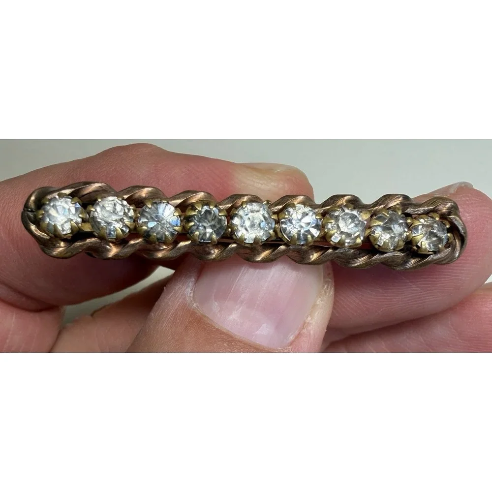 Vintage Brooch Pin Lot 8pc Rhinestone Floral AB Crystal Gold Silver Tone Estate